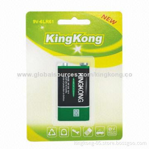 9V Dry Carbon Battery for Instrument, with PVC/Aluminum/Metal Jacket